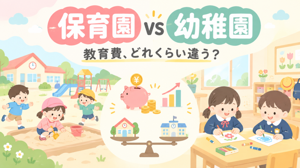 保育園と幼稚園の教育費比較イラスト｜3年間の費用の違いを解説